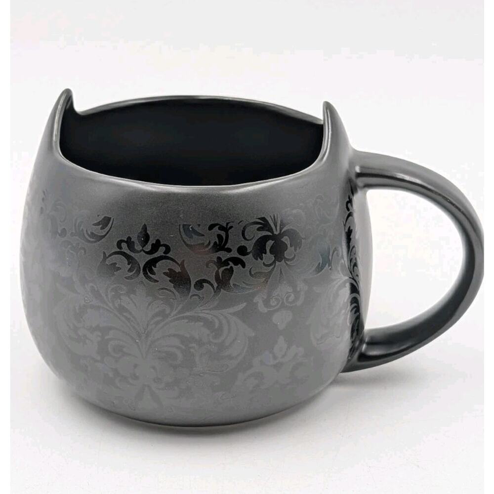 Cat Lady Box Ceramic Yarn Bowl Black Damask Cat Ear Limited Edition